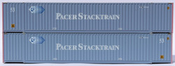 Jacksonville Terminal Company N 535022 53' High Cube Corrugated Side Containers PACER Faded Light Blue 2-Pack