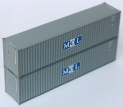 Jacksonville Terminal Company N 405051 40' High Cube Corrugated Side Containers MOL 'Gray Initial Logo' MOTU 2-pack