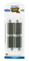 Bachmann HO 44512 Nickel Silver Rail/Gray Roadbed E-Z Track 3" Straight - 4 Pack