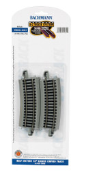Bachmann HO 44531 Nickel Silver Rail/Gray Roadbed E-Z Track Half-Section 18" Radius Curve - 4 Pack