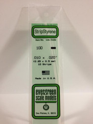 Evergreen Scale Models 100 - .010" X .020" Strip Styrene - 10 Pieces