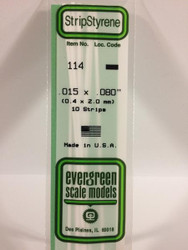 Evergreen Scale Models 114 - .015" X .080" Strip Styrene - 10 Pieces