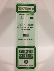 Evergreen Scale Models 121 - .020" X .030" Strip Styrene - 10 Pieces