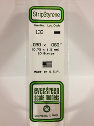 Evergreen Scale Models 133 - .030" X .060" Strip Styrene - 10 Pieces