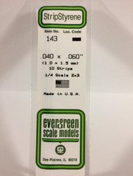 Evergreen Scale Models 143 - .040" X .060" Strip Styrene - 10 Pieces