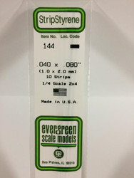 Evergreen Scale Models 144 - .040" X .080" Strip Styrene - 10 Pieces