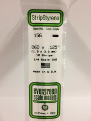 Evergreen Scale Models 156 - .060" X .125" Strip Styrene - 10 Pieces