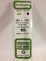 Evergreen Scale Models 164 - .080" X .080" Strip Styrene - 9 Pieces