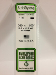 Evergreen Scale Models 165 - .080" X .100" Strip Styrene - 8 Pieces