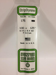 Evergreen Scale Models 176 - .100" X .125" Strip Styrene - 7 Pieces
