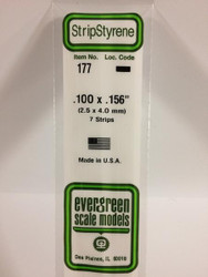 Evergreen Scale Models 177 - .100" X .156" Strip Styrene - 7 Pieces