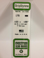 Evergreen Scale Models 178 - .100" X .188" Strip Styrene - 7 Pieces