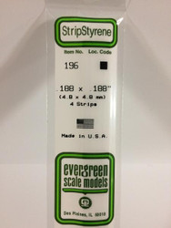 Evergreen Scale Models 196 - .188" X .188" Strip Styrene - 4 Pieces