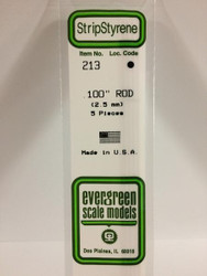 Evergreen Scale Models 213 - .100” Diameter Styrene Rod – 5 pieces