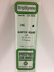 Evergreen Scale Models 246 - .030” Styrene Quarter Round – 5 pieces