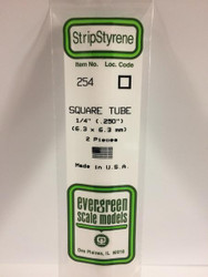 Evergreen Scale Models 254 - .250” Styrene Square Tubing – 2 pieces