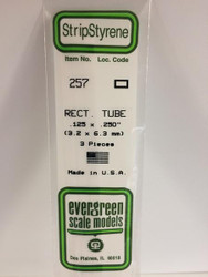 Evergreen Scale Models 257 - .125” X .250” Styrene Rectangular Tubing – 3 pieces