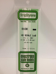 Evergreen Scale Models HO 8108 - .011” X .090” HO Scale 1X8 Strips – 10 Pieces