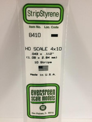 Evergreen Scale Models HO 8410 - .043" X .112" HO Scale 4X10 Strips - 10 Pieces