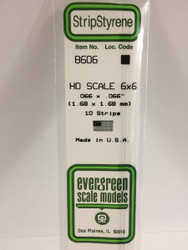Evergreen Scale Models HO 8606 - .066” X .066” HO Scale 6X6 Strips – 10 Pieces