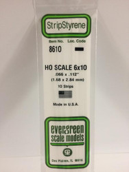 Evergreen Scale Models HO 8610 - .066” X .112” HO Scale 6X10 Strips – 10 Pieces
