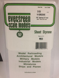 Evergreen Scale Models 2125 - .020" Thick .125" Groove Spacing Opaque White Polystyrene V-Groove Siding - 1 Piece