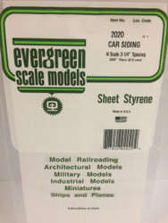 Evergreen Scale Models N 2020 - .020” Thick .020" Groove Spacing Opaque White Polystyrene N Scale Freight Car Siding - 1 Piece