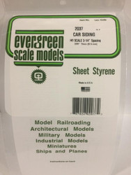 Evergreen Scale Models HO 2037 - .020” Thick .037" Groove Spacing Opaque White Polystyrene HO Scale Freight Car Siding - 1 Piece