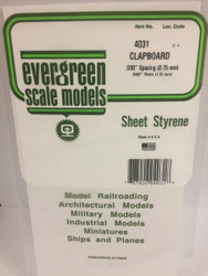 Evergreen Scale Models 4031 - .040” Thick .030" Spacing Opaque White Polystyrene Clapboard Siding - 1 Piece