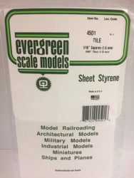 Evergreen Scale Models 4501 - 1/16” X 1/16” Opaque White Polystyrene Square Tile - 1 Piece