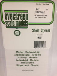 Evergreen Scale Models 4517 - 3/8” X 3/8” Opaque White Polystyrene Sidewalk - 1 Piece