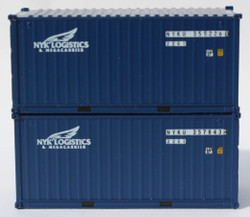 Jacksonville Terminal Company N 205385 20' Standard Height Corrugated Side Containers NYK Line 'small Logo' 2-pack