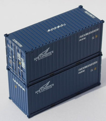 Jacksonville Terminal Company N 205385 20' Standard Height Corrugated Side Containers NYK Line 'small Logo' 2-pack