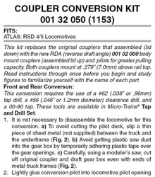 Micro Trains Line N 00132050 (1153) Locomotive Coupler Conversion Kit with Pilot Face RSD4/5  - 1 Pair