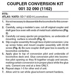 Micro Trains Line N 00132090 (1162) Locomotive Coupler Conversion Kit with Pilot Face SD7/9  - 1 Pair