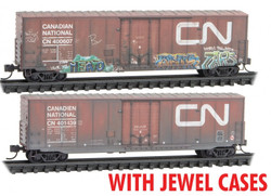 Micro Trains Line N 983 05 017 Boxcars Weathered Canadian National CN 2-Pack