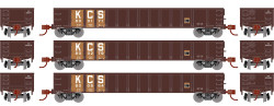 Athearn N ATH3552 52' Mill Gondola KCS 3-Pack