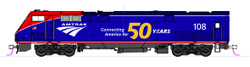 Kato N 176-6037 DCC Ready GE P42 Genesis Diesel Locomotive Amtrak 'Phase VI' w/ 50th Anniversary Logo AMTK #108