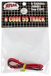 Atlas N 2092 Code 55 Track Accessories Terminal Rail Joiners - 1 Pair