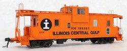 Tangent Scale Models HO 60211-01 IC Centralia Shops Steel Wide-Vision Caboose Illinois Central Gulf 'Orange I-Ball Repaint 1974+' ICG #199387