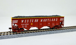 Atlas Trainman HO 20006924 AAR 70 Ton 9-Panel 3-Bay Open Hopper Standard End Western Maryland WM #70506