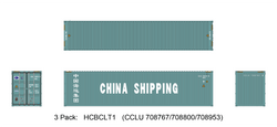 Aurora Miniatures HO HCBCLT1 40′ Hi-Cube Dry Containers China Shipping 3-Pack