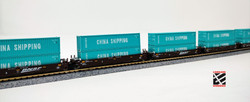 Kato N 106-6210 Gunderson Maxi-I 5-Unit Container Well Cars BNSF Railway #238403 w/40' 'China Shipping' Containers