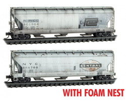 Micro Trains Line N 993 05 061 ACF 3-Bay Center Flow Covered Hopper w/Long Hatches Weathered Conrail 'ex-PC' 2-Pack - Foam Nest