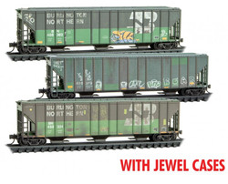 Micro Trains Line N 983 00 217 100-Ton 3-Bay Ribside Open Hopper w/Coal  Load Chessie System 4-Pack - Jewel Cases