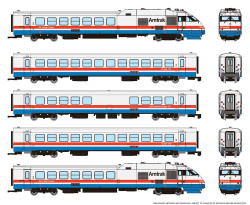 Rapido Trains Inc N 525001 DCC Ready Rohr RTL Turboliner Amtrak Set #3 'Phase III Early' - 5-Unit Set  