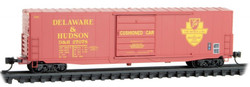 Micro Trains Line N 180 00 420 50' Boxcar with 10' Door No Roofwalk Short Ladders Delaware & Hudson D&H #27078