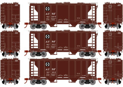 Athearn HO ATH15411 PS-2 2003 2-Bay Covered Hopper Santa Fe ATSF 3-Pack