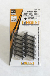 Tangent HO 128 All-Metal Blackened Wheelsets .088" Semi-Scale Tread 36" - 12-Pack