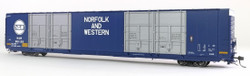Tangent Scale Models HO 25525-02 Greenville 86′ Quad Plug Door Box Car Norfolk & Western 'Delivery 12-1969 Blue' N&W #861123